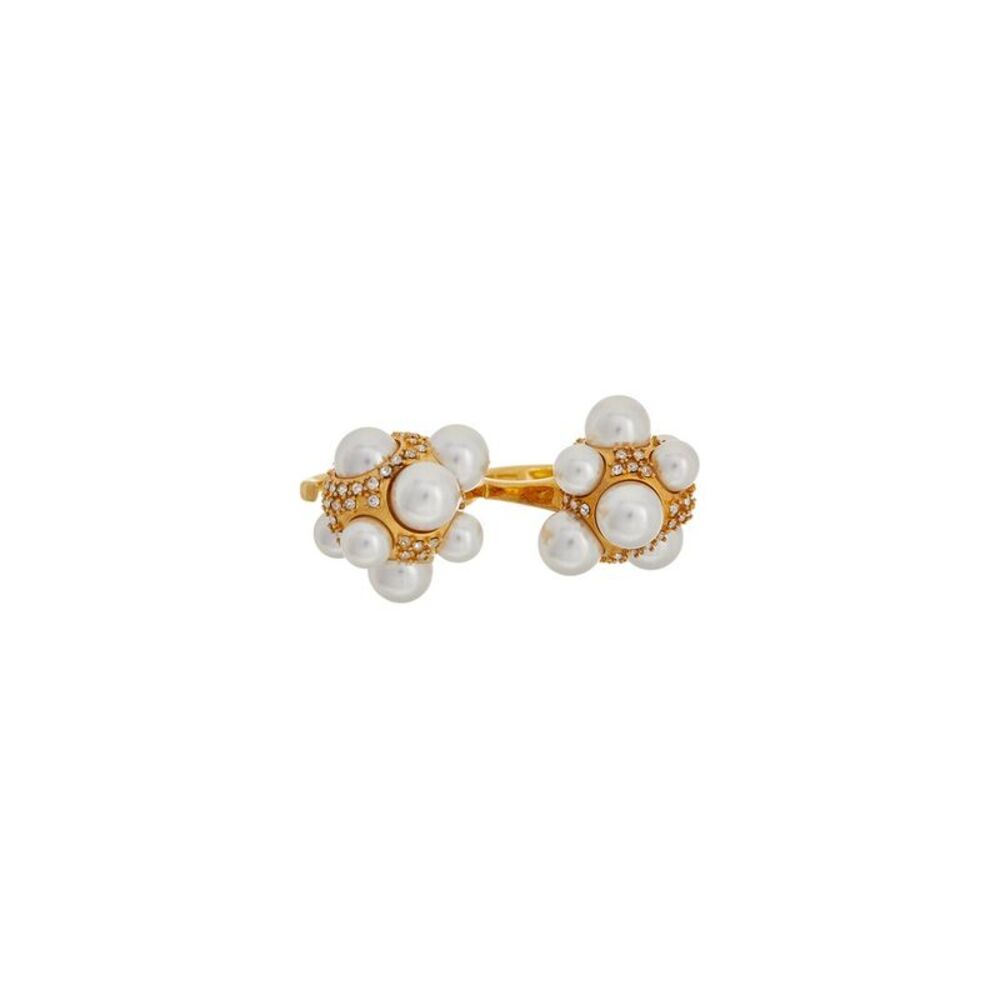 Oscar De La Renta Pearl Pave Cluster Double Ring